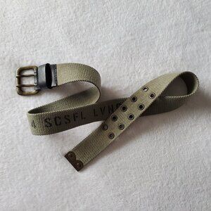 Diesel Vintage Canvas Belt with Leather Trim